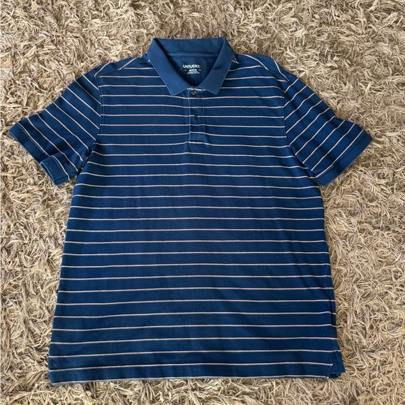 Untuckit Striped Polo T Shirt 100% Pima Cotton Men Size Medium EUC - Picture 1 of 4